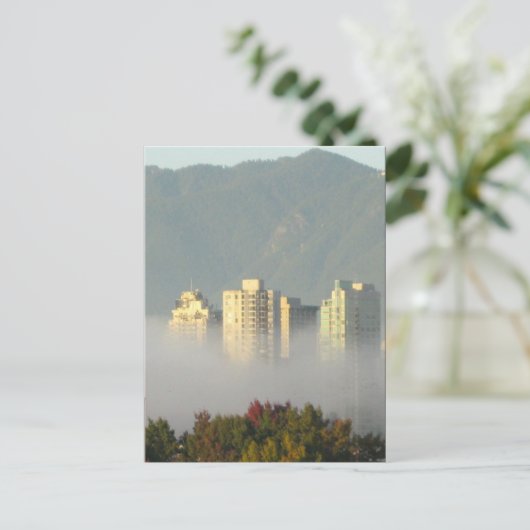 Vancouver uit Mist Briefkaart (Staand voorkant)