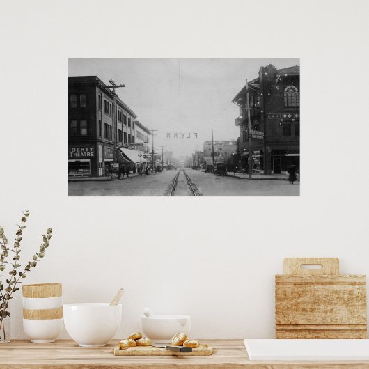 Vancouver, WA - Main Street Uitzicht van het centr Poster (Keuken)