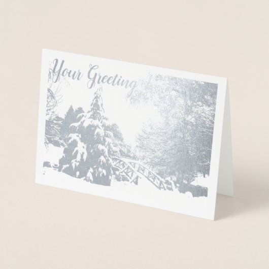 Vancouver Winter Wenskaarten Aangepast Zilver Folie Kaarten (Voorkant)