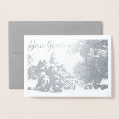 Vancouver Winter Wenskaarten Aangepaste Zilver Folie Kaarten (Voorkant met envelop)