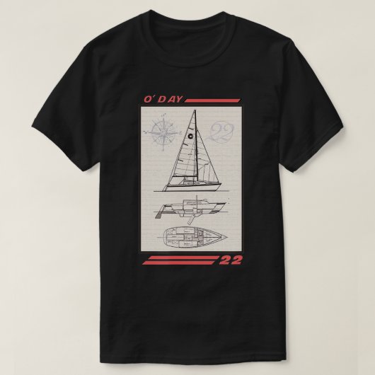 Vandaag 22 zeilboot lijntekening t-shirt (Design voorkant)