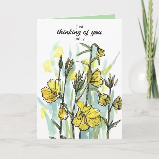 Vandaag aan Je Denken Gebeden Wilde Bloemen Kaart (Voorkant)