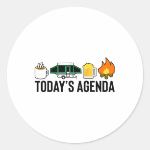 Vandaag Agenda Camping Koffie Pop-Up Camper Bier C Ronde Sticker