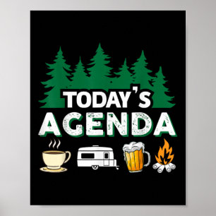 Vandaag Agenda _ Koffie Camping Bier Kampvuur _ Ca Poster