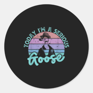 Vandaag ben ik een serieuze ganzengrappige vogelqu ronde sticker