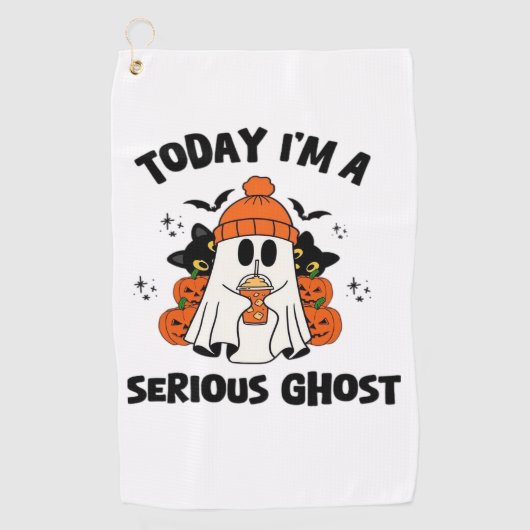 VANDAAG BEN IK EEN SERIEUZE SPOOKKOFFIEPOMPOEN HAL GOLFHANDDOEK (Voorkant)