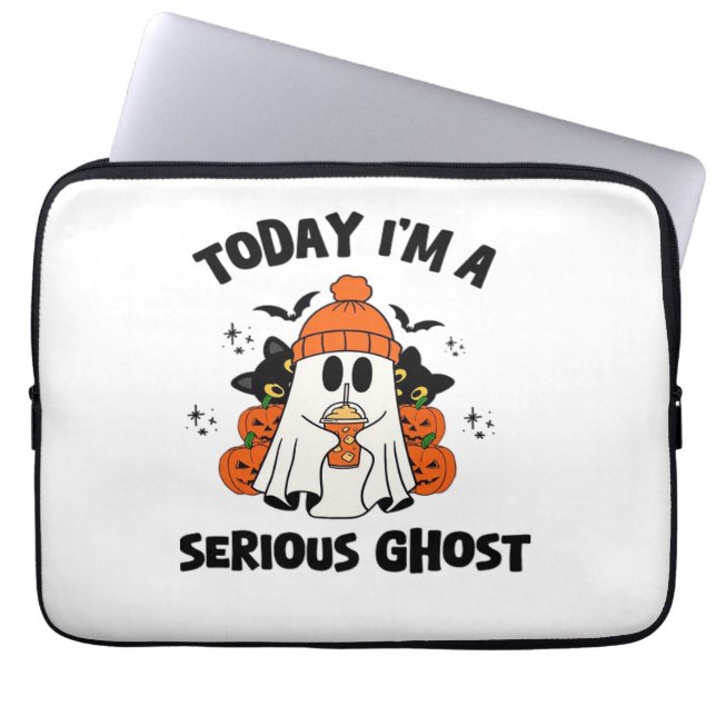 VANDAAG BEN IK EEN SERIEUZE SPOOKKOFFIEPOMPOEN HAL LAPTOP SLEEVE (Voorkant)