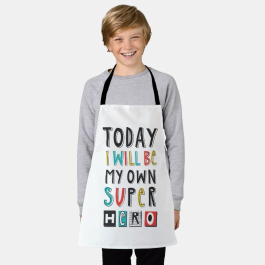 Vandaag ben ik mijn eigen super Hero Schort (Gedragen)