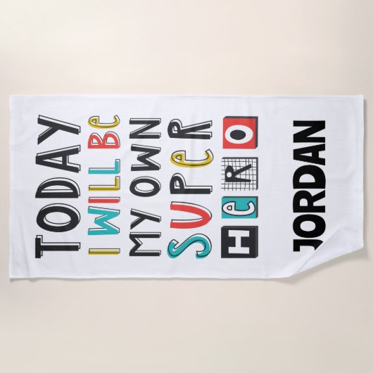 Vandaag ben ik mijn eigen super Hero Strandlaken (Voorkant)