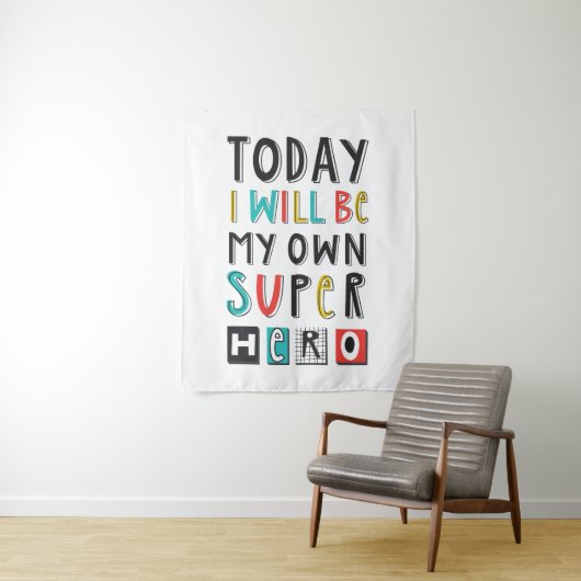Vandaag ben ik mijn eigen super Hero Wandkleed (In situ)