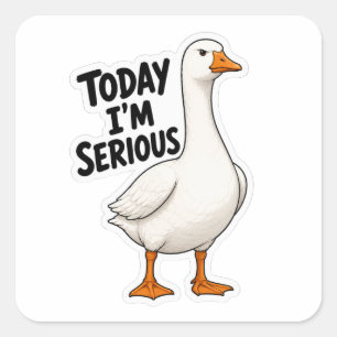 Vandaag ben ik serieus eend cartoon kunst vierkante sticker