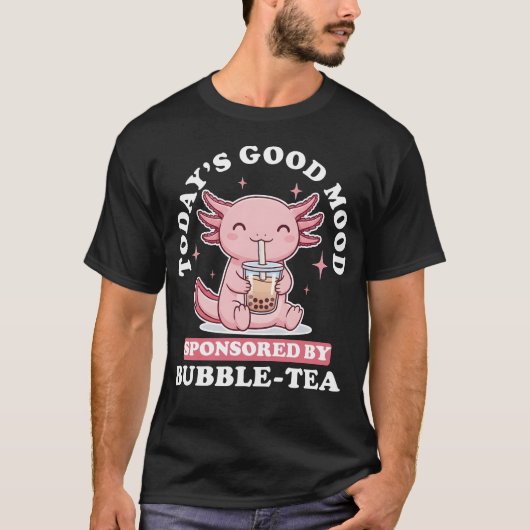 Vandaag Bubbelthee Met Goede Stemming Kawaii Axolo T-shirt (Voorkant)