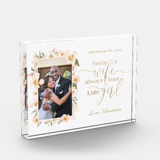 Vandaag een vrouw, altijd je kleine meisje bloemen fotoblokken (Links)