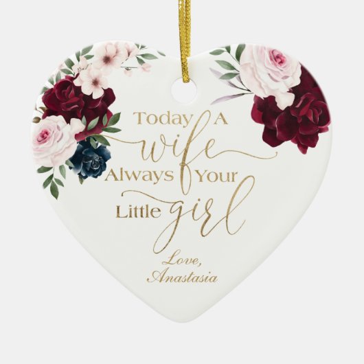 Vandaag een vrouw, altijd je kleine meisje Rozen F Keramisch Ornament (Voorkant)