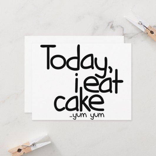 Vandaag eet ik cake (Birthday) Kaart (Voorkant / Achterkant in situ)