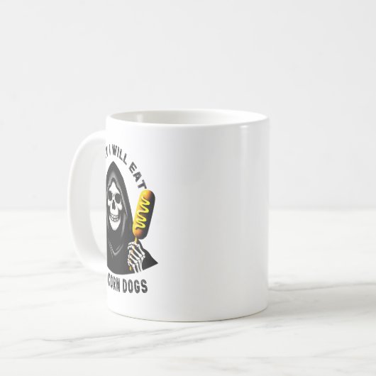 Vandaag eet ik twee maishonden skelet Gekke meme Koffiemok (Voorkant links)