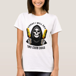 Vandaag eet ik twee maishonden skelet Gekke meme T-shirt