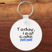 Vandaag eet ik Yum Yum (blauw) Sleutelhanger (Voorkant)