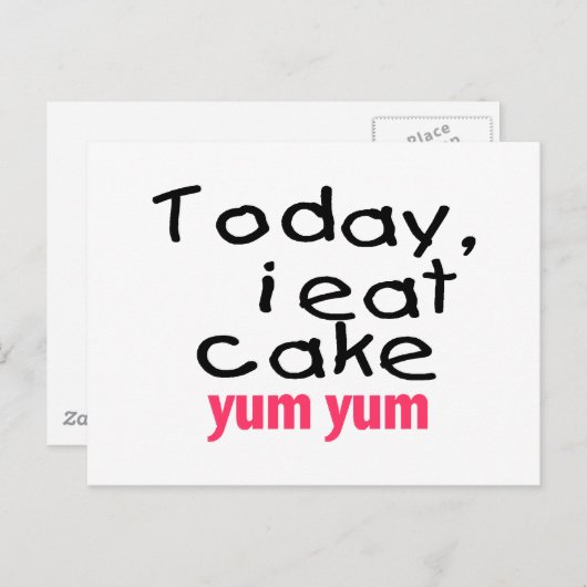 Vandaag eet ik Yum Yum (roze) Briefkaart (Voorkant / Achterkant)