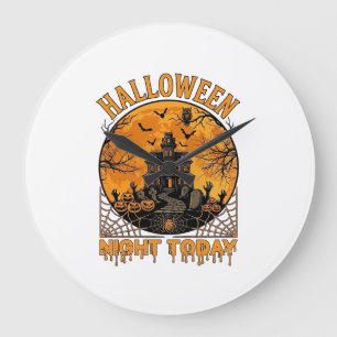 Vandaag Halloween Nacht Spokenhuis Pompoenen Uil Grote Klok