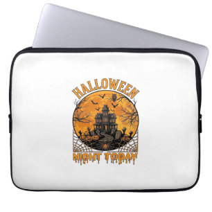 Vandaag Halloween Nacht Spokenhuis Pompoenen Uil Laptop Sleeve