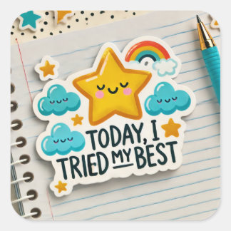 Vandaag heb ik mijn best gedaan om te gedijen met vierkante sticker