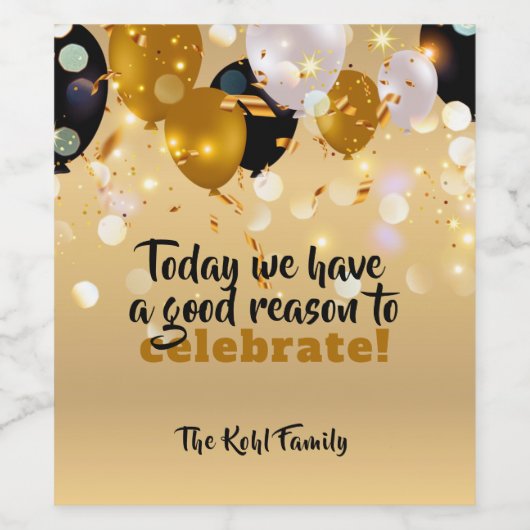 Vandaag hebben we een goede reden om moderne wijn etiket (Enkel label)