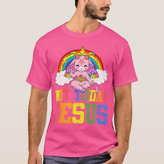 Vandaag heeft Jezus niet Baphomet LBGT Schattige S T-shirt (Voorkant)