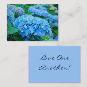 Vandaag! Hou van elkaar! Blue Hydrangea Flowers Visitekaartje (Voorkant / Achterkant)