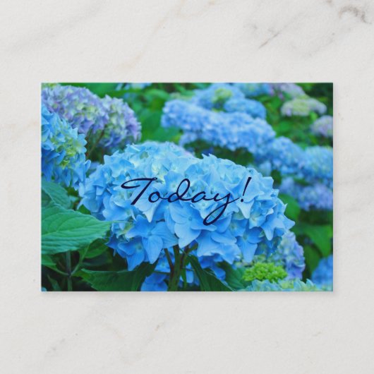 Vandaag! Hou van elkaar! Blue Hydrangea Flowers Visitekaartje (Voorkant)
