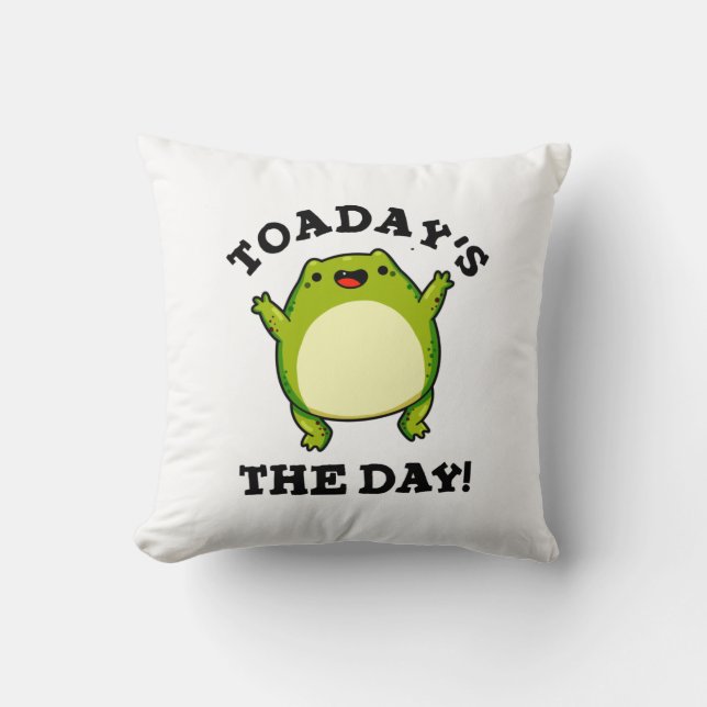 Vandaag is de Dag Grappige Pad Punt Kussen (Voorkant)
