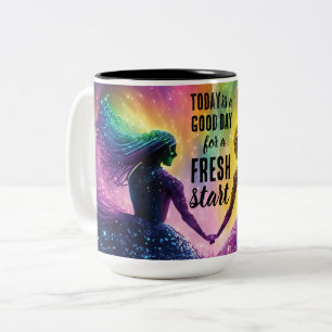 Vandaag is een goede dag frisse start Motivatie of Tweekleurige Koffiemok