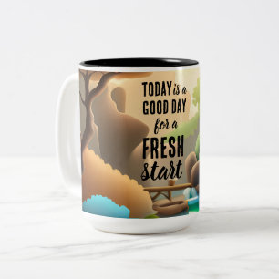 Vandaag is een goede dag frisse start Motivatie of Tweekleurige Koffiemok