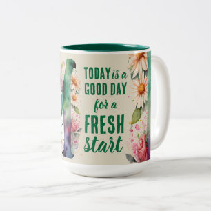 Vandaag is een Goede Dag Verse Start Motivatie Spr Tweekleurige Koffiemok