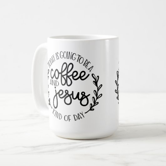 Vandaag is het een koffie en Jezus Koffiemok (Voorkant links)