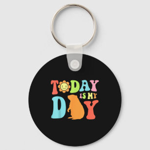 Vandaag is het Groundhog Day Grappige Vrouwen Retr Sleutelhanger