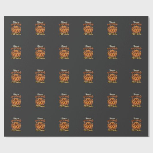 Vandaag is het Halloween-feest Gestapelde Pompoene Cadeaupapier (Vlak)