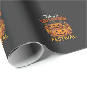 Vandaag is het Halloween-feest Gestapelde Pompoene Cadeaupapier (Rol Hoek)
