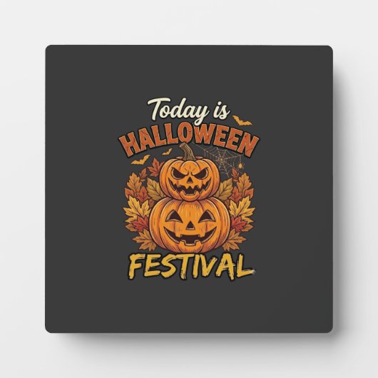Vandaag is het Halloween-feest Gestapelde Pompoene Fotoplaat (Voorkant)