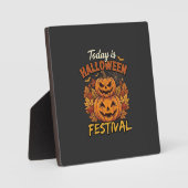 Vandaag is het Halloween-feest Gestapelde Pompoene Fotoplaat (Voorkant)