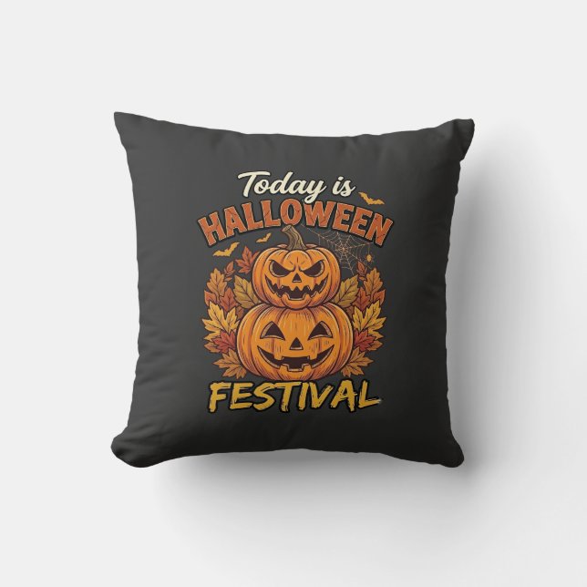 Vandaag is het Halloween-feest Gestapelde Pompoene Kussen (Voorkant)