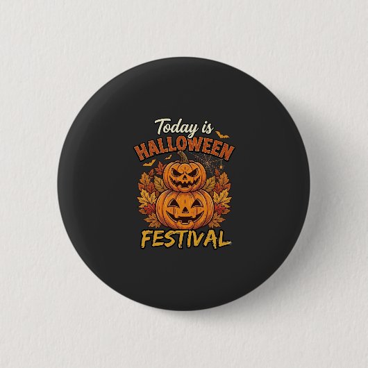 Vandaag is het Halloween-feest Gestapelde Pompoene Ronde Button 5,7 Cm (Voorkant)