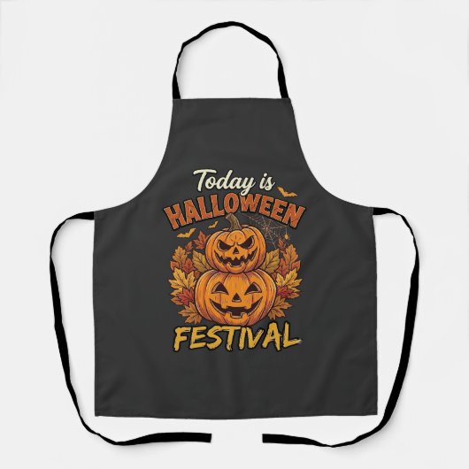 Vandaag is het Halloween-feest Gestapelde Pompoene Schort (Voorkant)