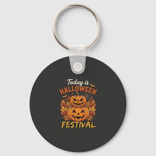 Vandaag is het Halloween-feest Gestapelde Pompoene Sleutelhanger (Voorkant)