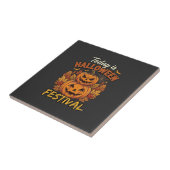 Vandaag is het Halloween-feest Gestapelde Pompoene Tegeltje (Zijkant)