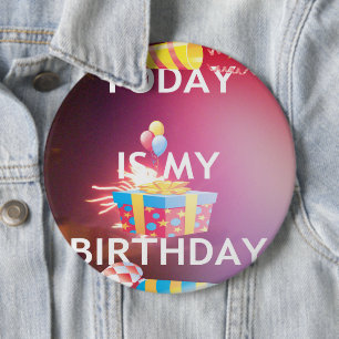 Vandaag is het mijn verjaardag-kunstprint ronde button 6,0 cm