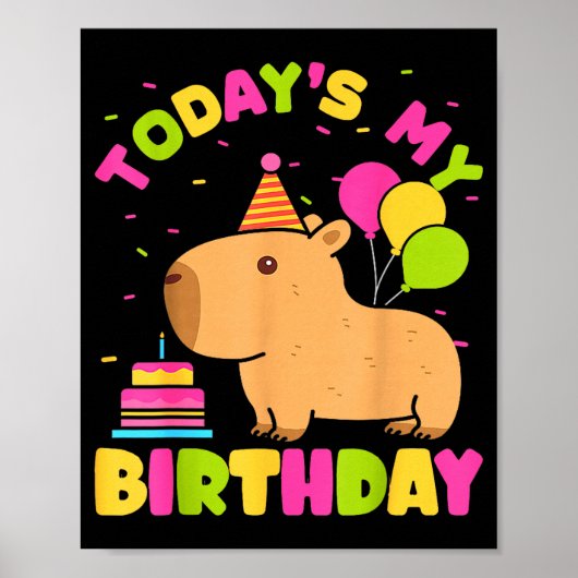 Vandaag is het mijn verjaardag Meisjes Capybara-li Poster (Voorkant)