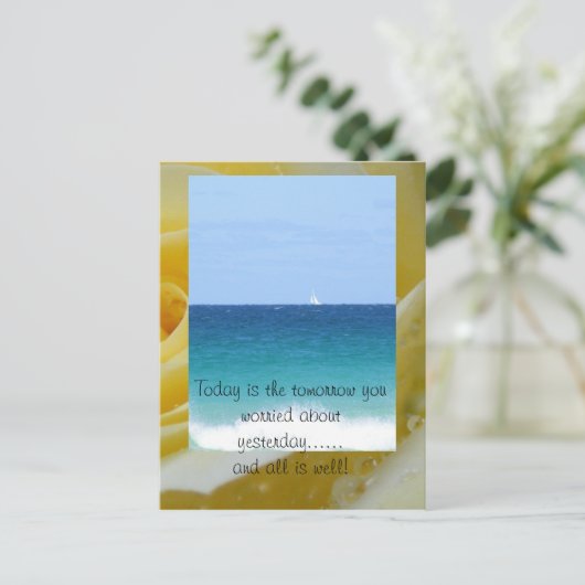 Vandaag is het morgen dat je w... briefkaart (Staand voorkant)