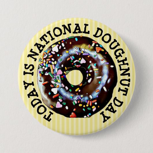 Vandaag is het Nationale Doughnut Dag Knop Ronde Button 7,6 Cm (Voorkant)