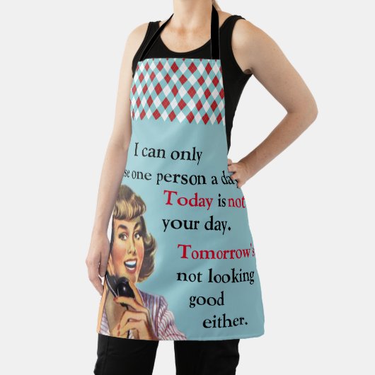 Vandaag is je dag niet , grappige telefoongesprek schort (Insitu)